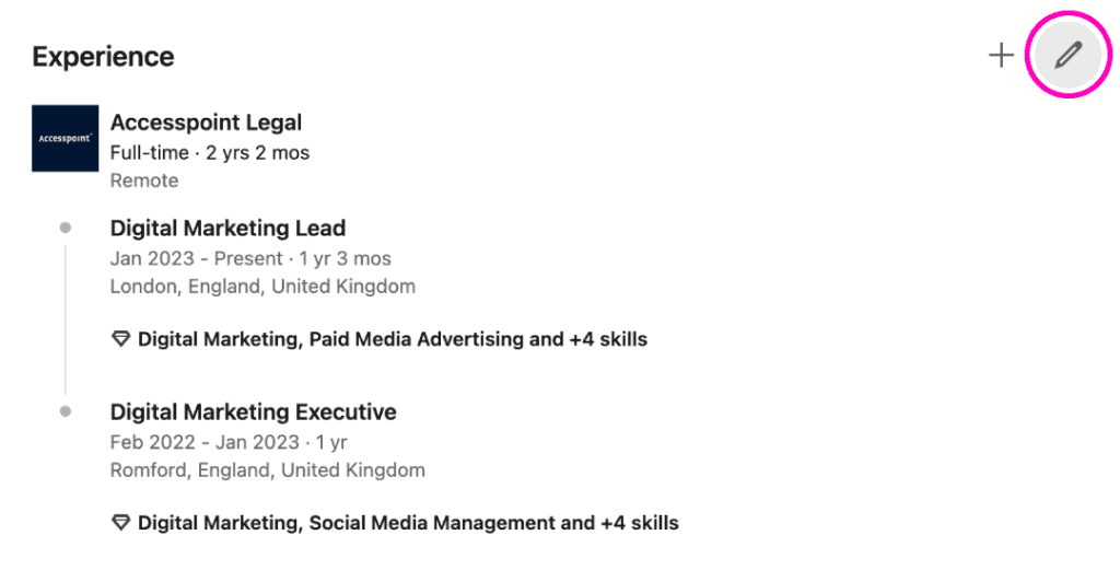 linkedin example how to edit experience