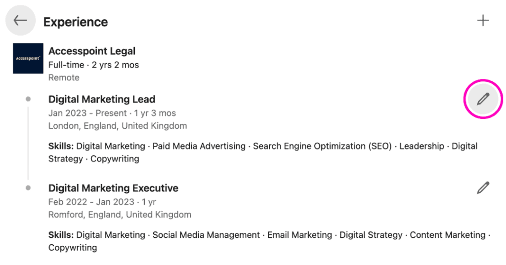 linkedin example how to edit experience